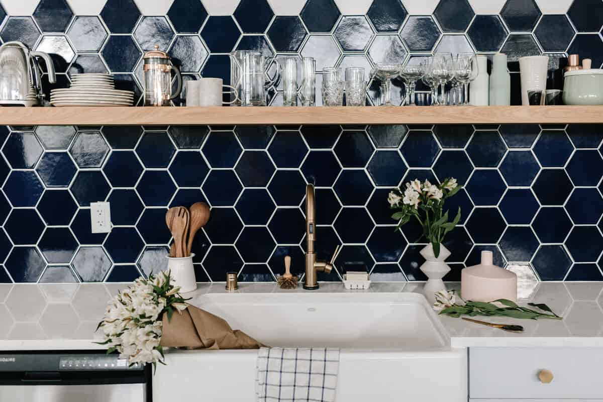  Navy Blue Ceramic Tile; Glossy Matte Surfaces First Class Materials 