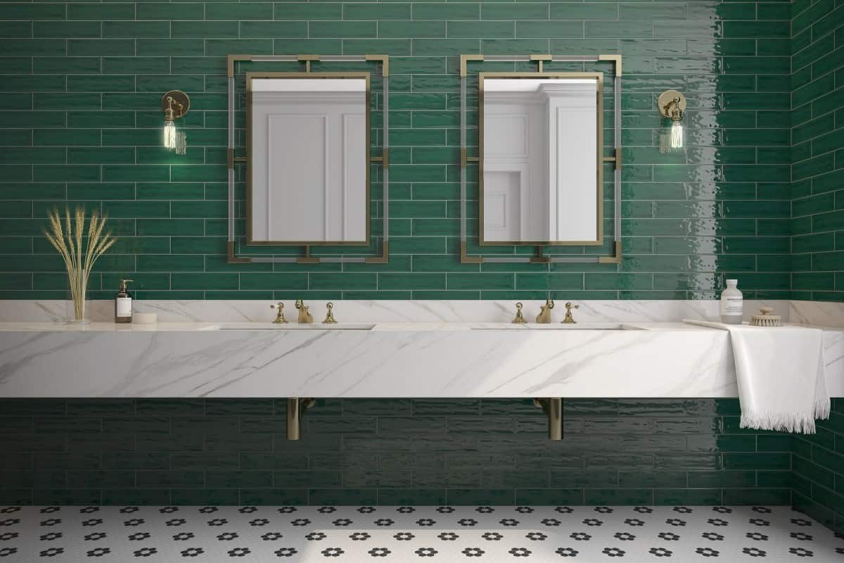  Green 8X8 Ceramic Tile; Smooth Polished Surface Freezing Resistant 