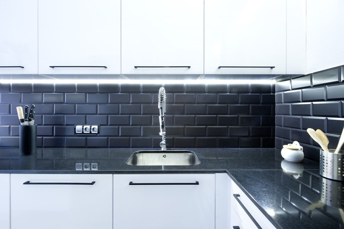  Black Ceramic Tile Backsplash; Subway Square Hexagon Designs Smooth Surface 