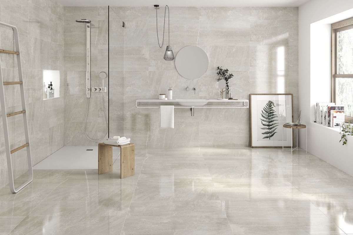  Polished Travertine Tiles; Clay Made Glossy Surface Pressure Water Moisture Resistance 